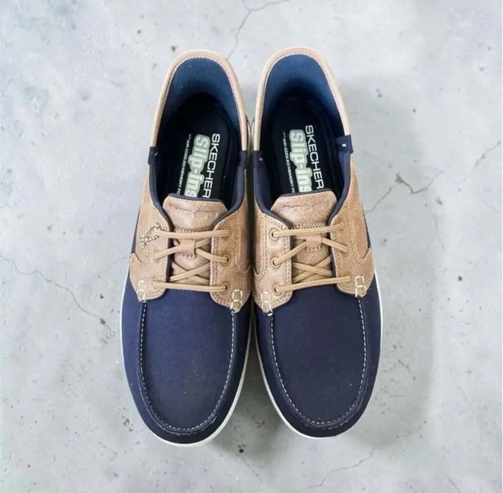 Skechers Slip-ins: On-The-Go Flex - Palmilla Navy/Tan Boat Shoes Size 9.5